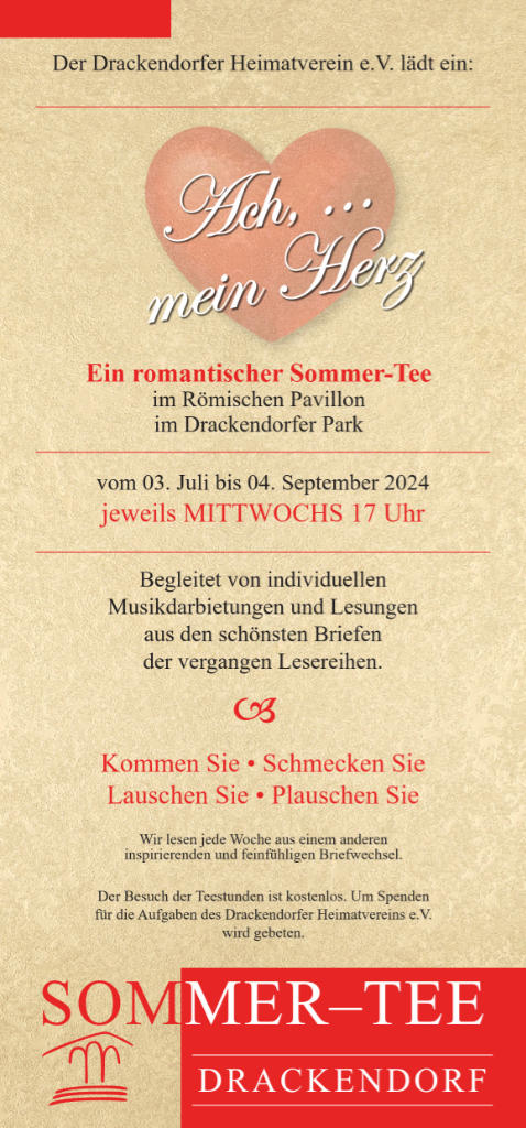Flyer zur romantischen Teestunde im Drackendorfer Park